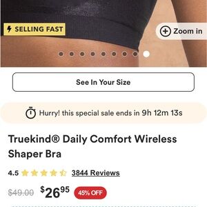 Truekind Shaper Bra, size medium, removable pads.  Great for yoga